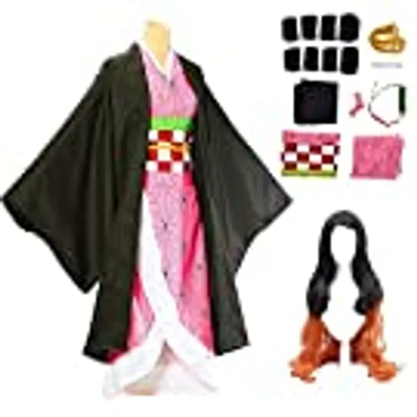Kochou Cosplay Costume Rengoku Kyoujurou Outfit Cosplay Kimono Outfit Uniform Costume Full Set with Wig