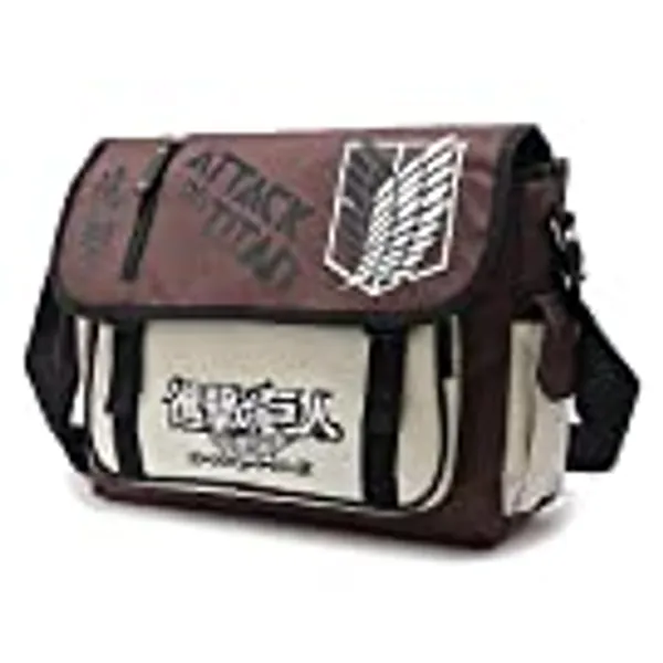ASLNSONG Japanese Anime Shoulder Bag School Bag Messenger Bag Crossbody Pack (Attack on Titan)