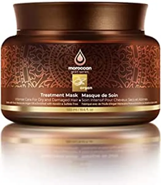 Moroccan Gold Series Treatment Mask – Deep Hydrating Argan Oil Hair Mask for Dry Damaged, Color Treated and Curly Hair Enriched with Keratin – Sulfate Free Natural Hair Repair Treatment, 18.6oz