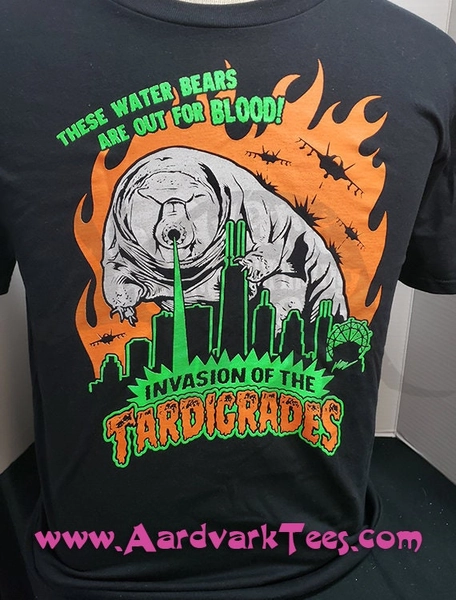Invasion of the Tardigrades T-Shirt - Microbiologist gift - Water Bear - Classic Monster Movie Poster Style Lasers Pew Pews