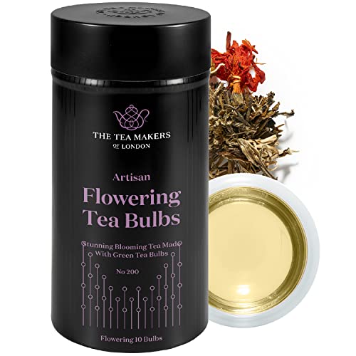 Flowering Tea Bulbs - Natural Blend of Green Tea, Jasmine Flowers, Rose Buds & More - Sweet Floral Notes & Subtle Fruity Flavour - Easy to Brew Blooming Tea Gift Set by The Tea Makers of London - 10 Count (Pack of 1)