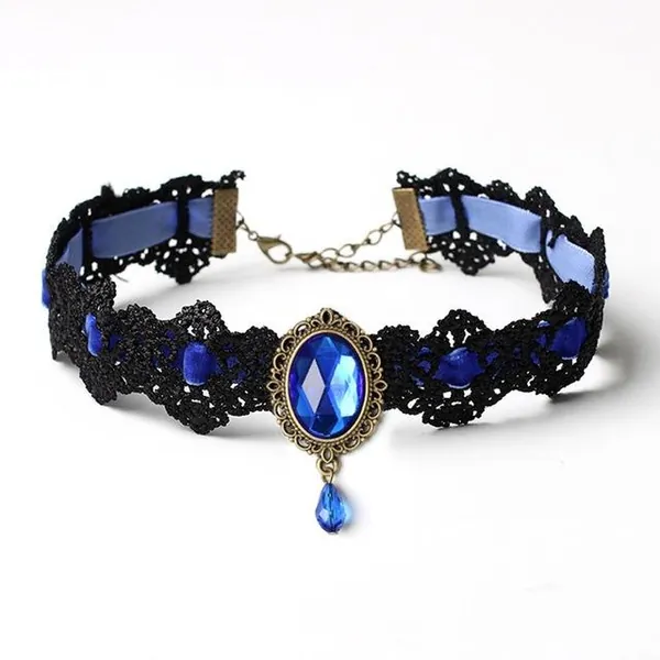 Gothic Lace Choker - Blue