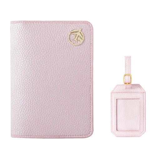 Passport Holder Cover, Lychii PU Leather Travel Wallet Case Organiser for Passport, Business Cards, Credit Cards, Boarding Passes Pink (Wallet+Tag)