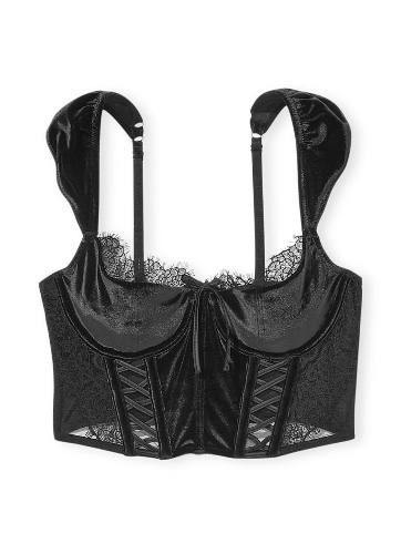 Lace & Velvet Cap-Sleeve Corset Top