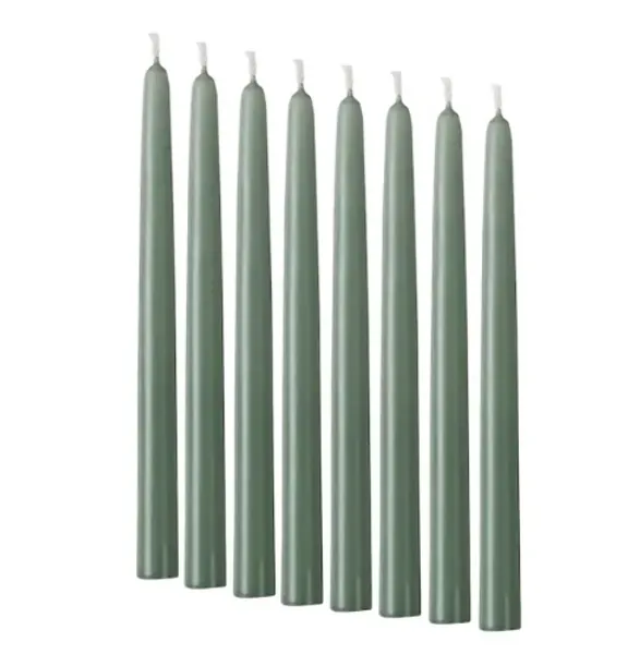 8pk Unscented candle - light green 9 ¾ "