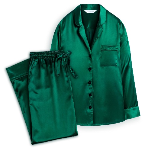 Pure Mulberry Silk Pyjamas - Green by Silk Works London