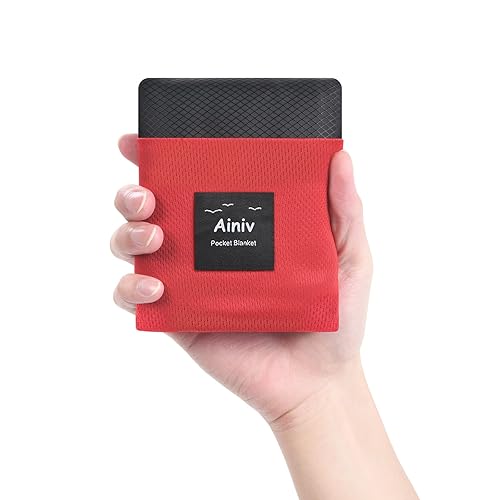 Ainiv Mini Coperta da Picnic Tascabile, 140 x 180 cm, Tappetino Ultraleggero - L 140 x 180cm - Nero Rossastro