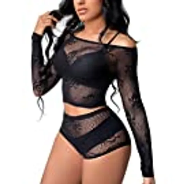 Buitifo Womens Lingerie Set Fishnet BabyDoll Bodysuit Sexy Nightwear