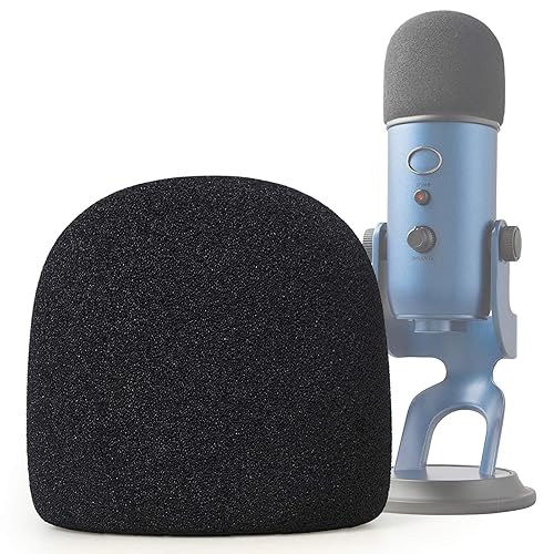 Microphone Foam Mic Windscreen Cover for Blue Yeti, Yeti Pro Microphones, Blue Yeti Pop Filter Wind Shield by SUNMON (Black) - Blue Yeti Pop Filter