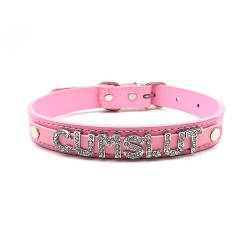 Cumslut & Slave Chokers - Pink Cumslut / L(34cm-45cm)