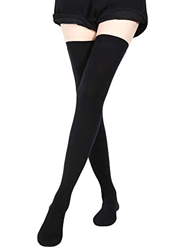 SATINIOR Extra Long Knee High Socks Thigh High Stockings Knit Boot Stockings for Women - Black