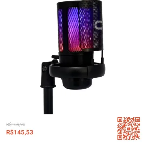 Microfone Gamer RGB Condensador 