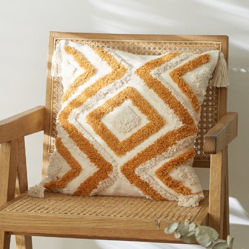 Moroccan Sunset Tufted Cushion Covers - Mustard