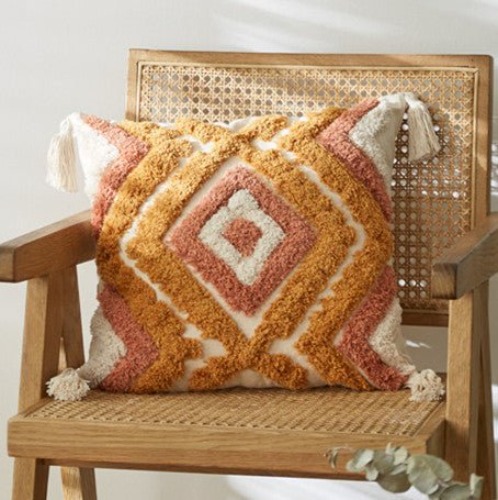 Moroccan Sunset Tufted Cushion Covers - Burnt Orange