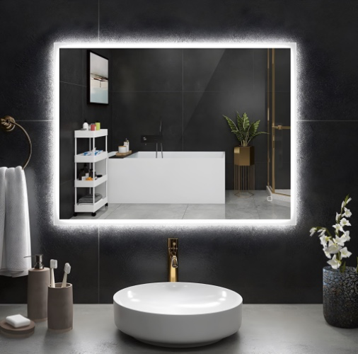 STARLEAD 60x80cm Bathroom Mirror with LED Lights, Anti-fog, Bluetooth Speaker, Sensor Touch Switch, Horizontal - 80 x 60cm Horizontal