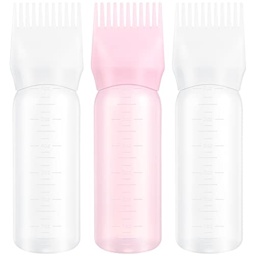 HEALLILY 3Pcs Root Comb Applicator Bottle Hair Dye Bottle Applicator Brush Squeeze Hair Color Oiling Bottles for Hair Coloring Dye Hair Bleach Mixed Color
