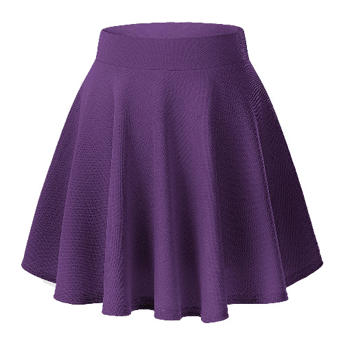 Urban CoCo Women's Basic Versatile Stretchy Flared Casual Mini Skater Skirt - XX-Large - Deep Purple