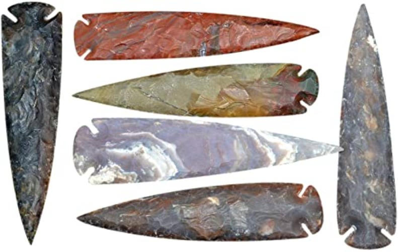 Morocca 7" Flint Spearhead Arrowhead OH Collection Project Point (1PC) Indian Handmade Craftsmanship DIY Agate