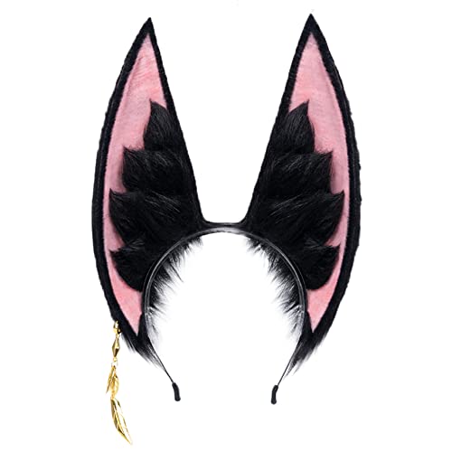 KIRA KIRA Genshin Impact Tighnari Broad-eared Fox Ear Headwear Costume Accessories Furry Fur Tighnari Headpiece Party Decoration Headband for Tighnari Cosplay Costume Hair Accessories