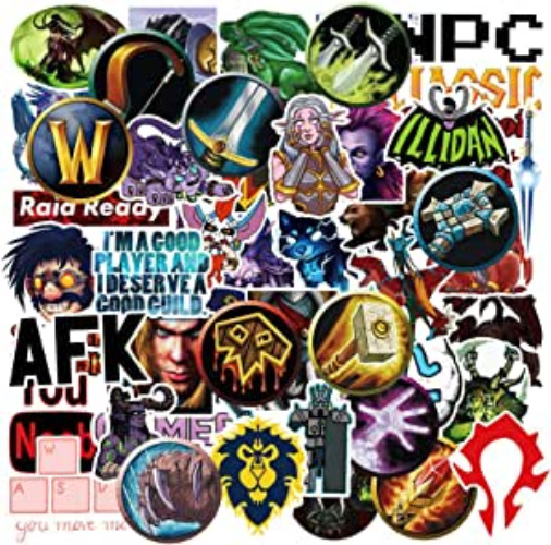 World of Warcraft Game Sticker Sticker Laptop Water Bottle Bomb Cool Computer Skateboard Luggage Motorbike Car 50pcs