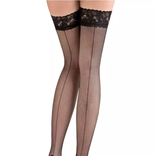 Gabriella Fishnet Lace Top Back-Seam Hold-Ups