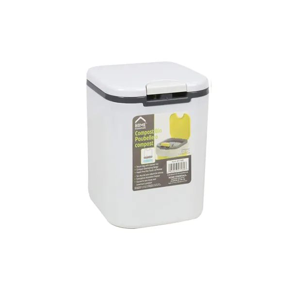 ACTION-1 Mini 2L Odor-Free Plastic Compost Bin, 5 x 5 x 7 inches, White