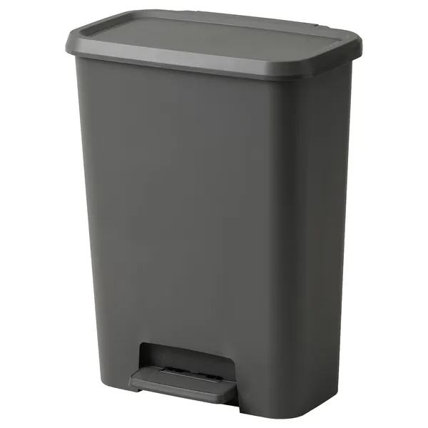 KNÖCKLA Step trash can - dark gray 13 gallon (50 l)