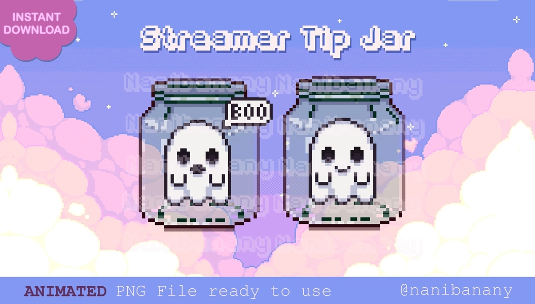 Animated Pixel Halloween Ghost Hype Jar Tip Jar for Twitch YouTube Streamers Ready to Use
