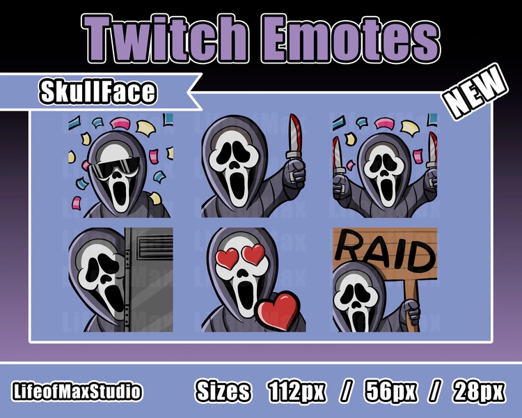 Skull Emote for Twitch and Discord Scary DBD GhostFace horror theme for spooky stream