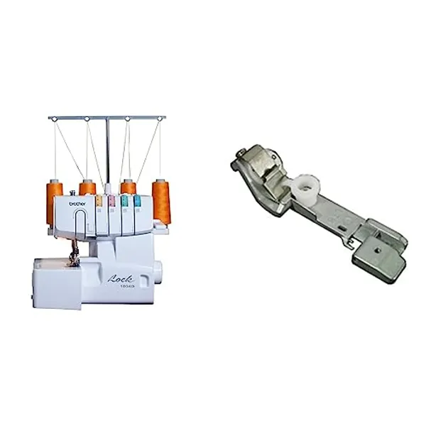 Brother Serger, 1034D, Heavy-Duty Metal Frame Overlock Machine, 1,300 Stitches Per Minute, Removeable Trim Trap, 3 Included Accessory Feet, White & SA212 Serger Elastic Application Foot Silver