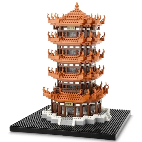 NEWABWN Yellow Crane Tower Micro Building Blocks Set for Adults, Chinese Architecture Mini Blocks Building Toys Christmas Birthday Gifts for Kids 12-14+ (2180 PCS)