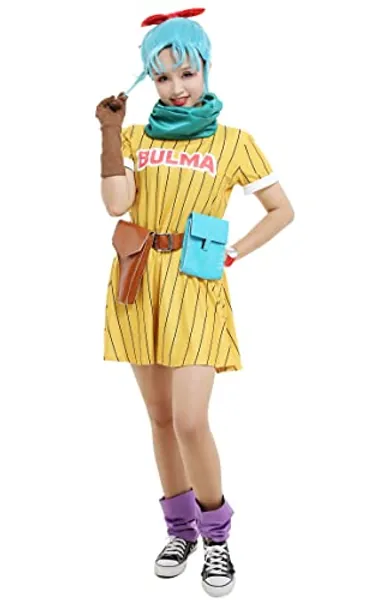 Cosplay.fm Women's Anime Cosplay Costume Yellow Dress with Scarf and Belt