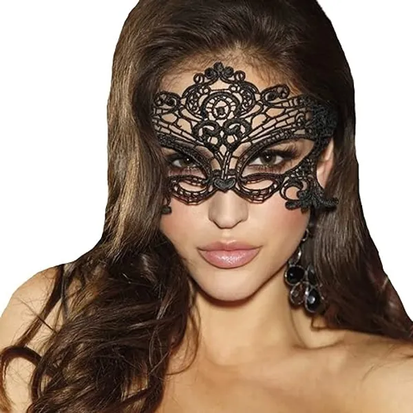 JeVenis Luxury Lace maske Prom Mask Maskerade Ball Maske für Kostümparty Cosplay (black)