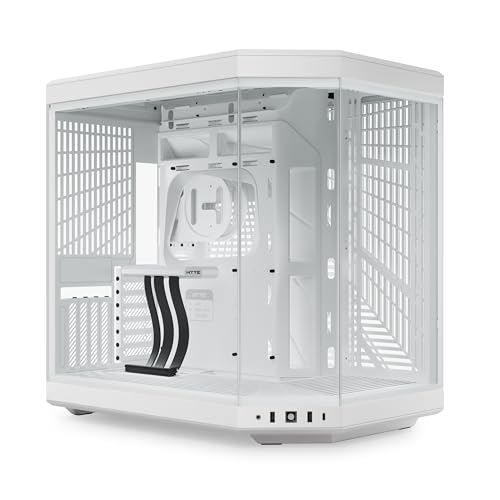 HYTE Y70 Upgraded Modern Aesthetic Dual Chamber Panoramic Tempered Glass Mid-Tower ATX Computer Gaming Case with PCIE 4.0 Riser Cable Included, Snow White (CS-HYTE-Y70-WW) - Snow White - Y70WW