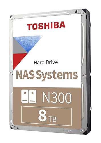 Toshiba N300 8TB NAS 3.5-Inch Internal Hard Drive - CMR SATA 6 GB/s 7200 RPM 512 MB Cache - HDWG780XZSTA - 8 TB - Small or Home Business NAS