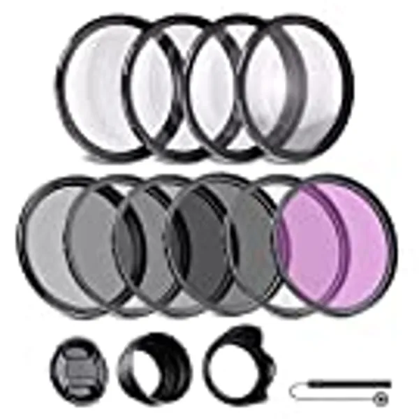 Neewer® 58MM Complete Lens Filter Accessory Kit for Lenses with 58MM Filter Size: UV CPL FLD Filter Set + Macro Close Up Set (+1 +2 +4 +10) + ND Filter Set (ND2 ND4 ND8) + Other