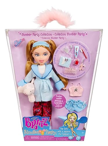 Bratz Slumber Party - Cloe Fashion Doll - With 2 Sets of Pyjamas, Plush Animal and Accessories - Suitable for Kids and Collectors - Cloe