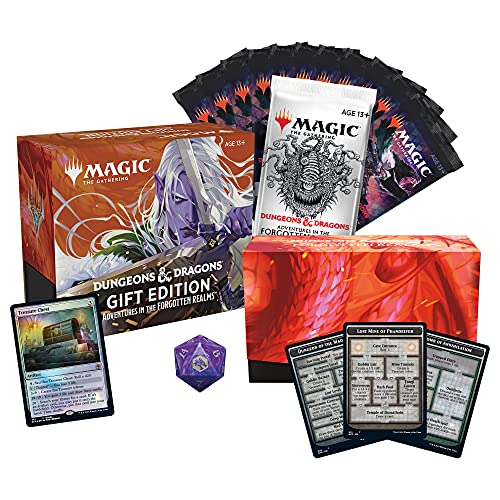Magic: The Gathering Adventures in The Forgotten Realms Gift Bundle | 10 Draft Boosters | 1 Collector Booster | Accessories - AFR Gift Bundle