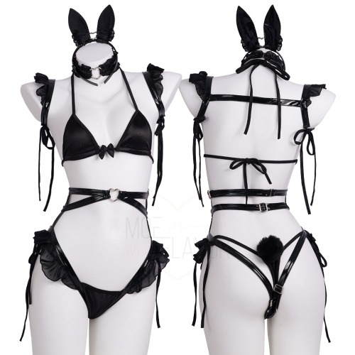 Black Valentine Bunny - Black / S/M