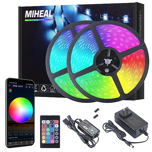 Waterproof 65.6ft Led Strip Lights,Miheal Led Light Strips Music Sync Color Changing Led Lights with App Control and Remote, Led Lights for Bedroom, Party, Home Decoration