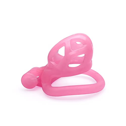 VeagleFly Cobra Chastity Cage Cock Cage Chastity Devices Male Chastity Cage|Adult Sex Toy for Men| 4 Curved Rings Pink Nub Men Toys