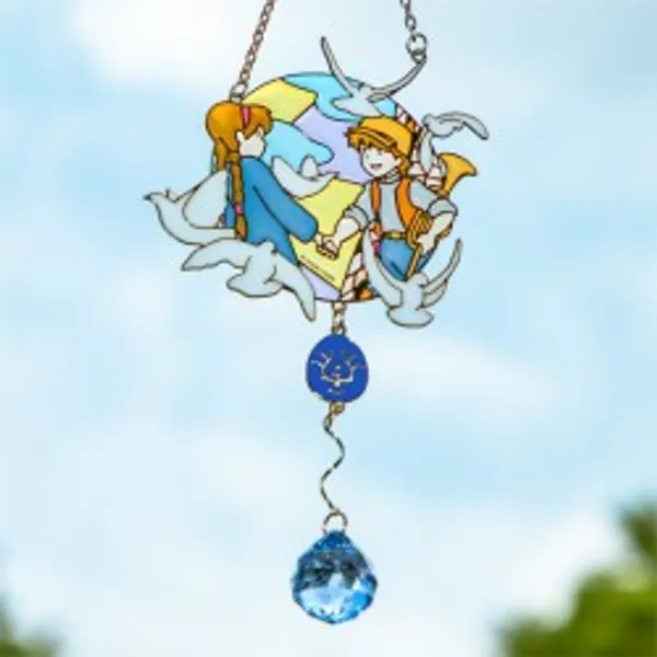 Attrape-soleil vitrail Sheeta &amp; Pazu - Le Château dans le Ciel