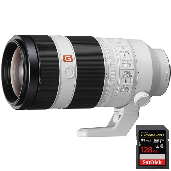 Sony FE 100-400mm f/4.5-5.6 GM OSS Full Frame E-Mount Lens SEL100400GM + Sandisk Extreme PRO SDXC 128GB UHS-1 Memory Card