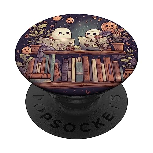 Cute Ghosts Reading Books Halloween Librarian Book Lover PopSockets Standard PopGrip - Standard