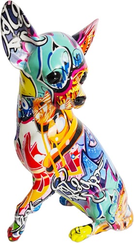 Graffiti Chihuahua Dog Sculpture Animal Statues Art Figurines Home Decoration for Living Room Bedroom Book Shelf TV Cabinet Desktop Decor Statue Figurine Table Centerpieces Ornaments (Chihuahua A) - Dog - Chihuahua a