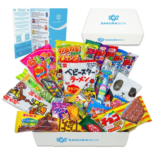 Sakura Box Japanese Snacks & Candy 30 Piece Dagashi Set Food Gift (Box) - Box