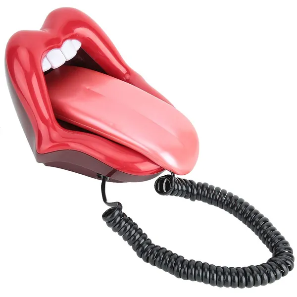 Corded Phone, Home Phone WX3203# Multifunctional Large Tongue Shape Telephone Desk Phone Home Decoration Red - 