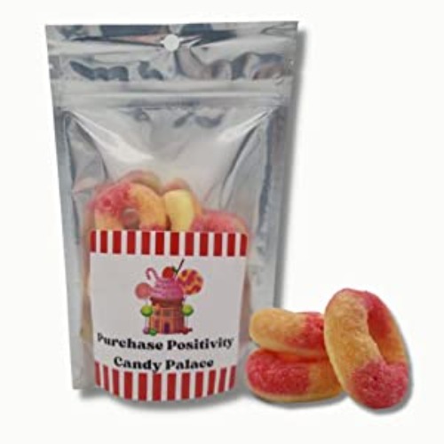 Freeze Dried Peach Rings, Freeze Dried Candy by Purchase Positivity, Freeze Dried Snacks, TikTok Candy, Puff Candy, Unique Novelty Candy Gift