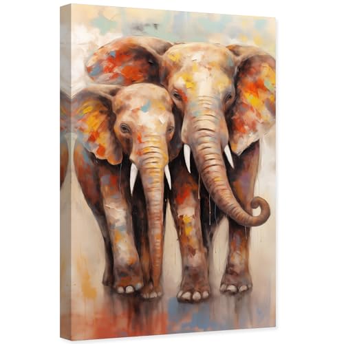 ARTZGX Elephant Canvas Wall Art Sunset Animal Picture Print Modern Wildlife Baby Elephant Painting for Bathroom Decor Frame(Elephant - C 16.00" x 24.00") - Elephant - C - 16.00" x 24.00"