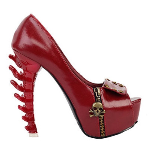 Spine & Skull Pumps - Red / 8